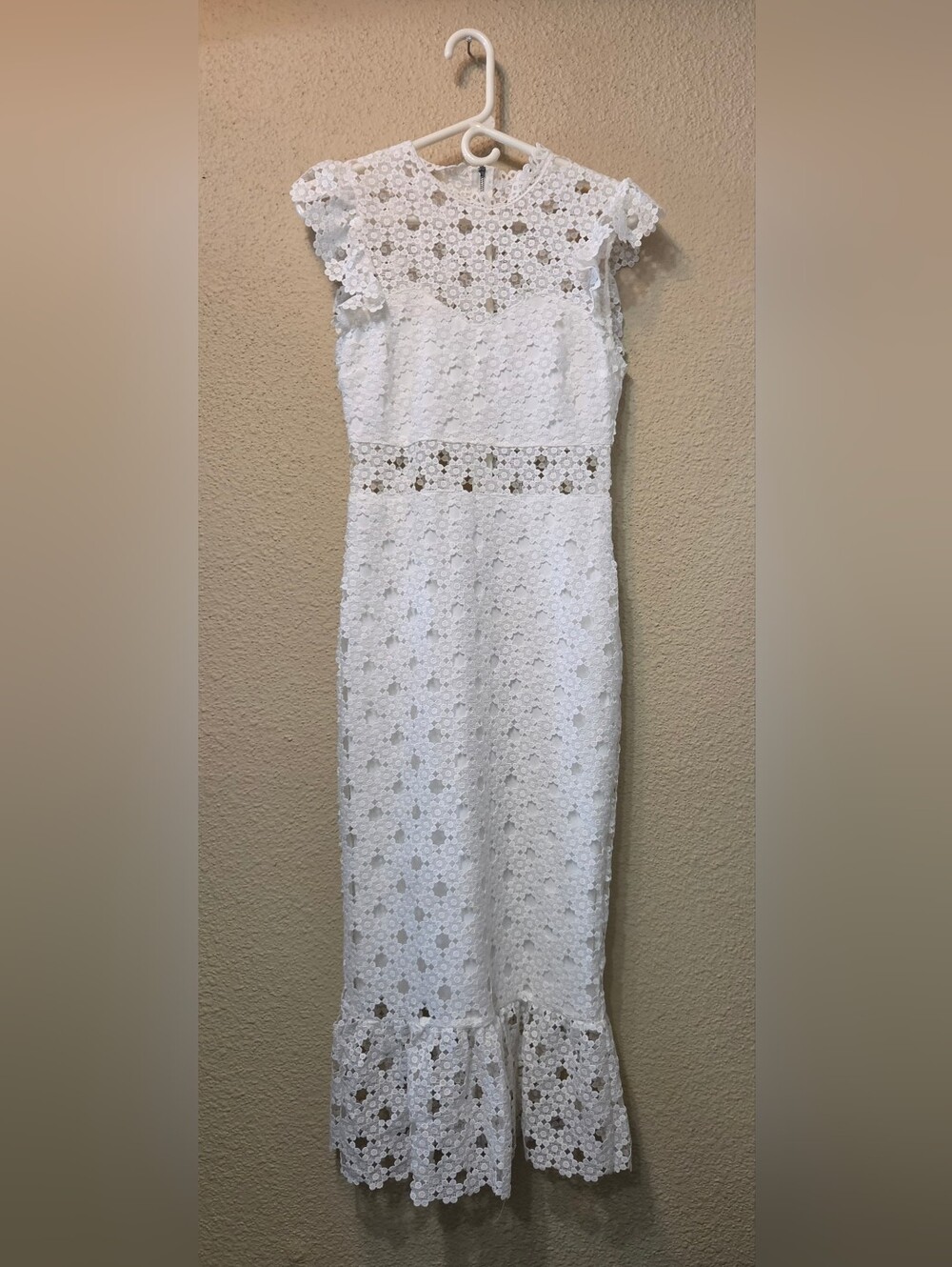 Just Me Dress Wonens Small  White Crochet Lace Midi